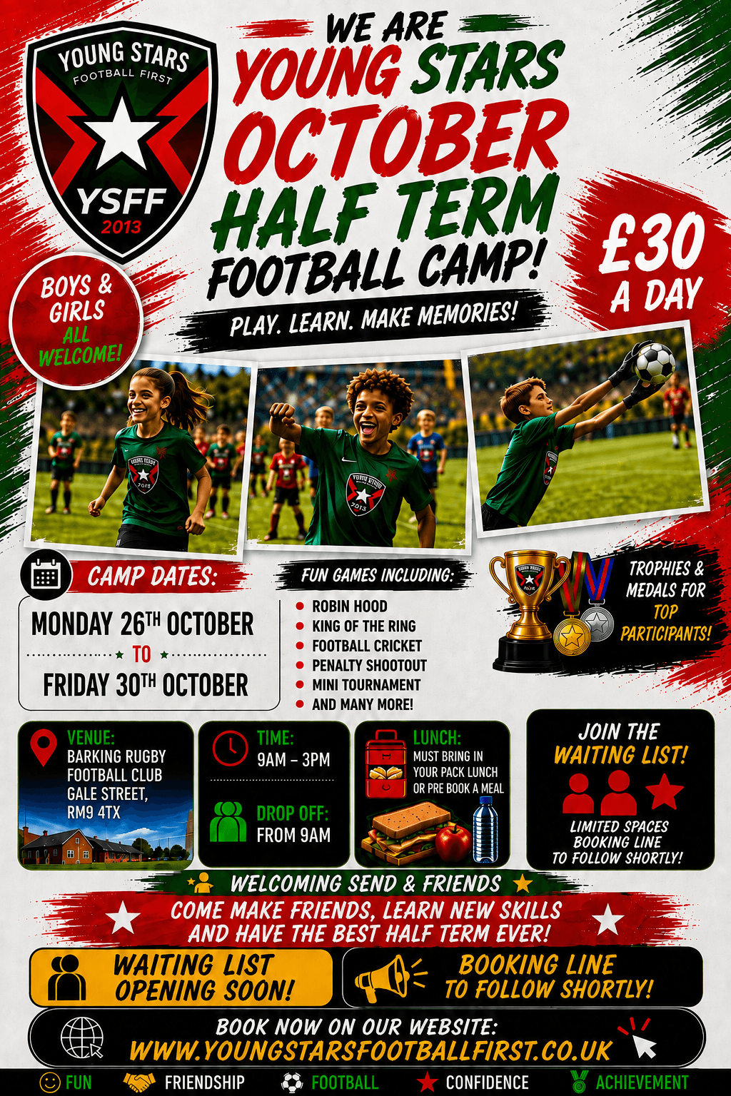 October Half-Term Holiday Football Camp
